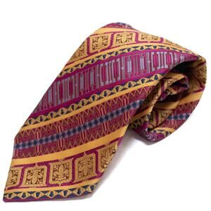 B.J.E Ernst Talisman House Union Made Vintage Pink Gold Striped Necktie Neck Tie